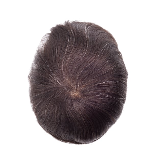 Q6 French Lace with PU Sides Stock Afro Curly Toupee2