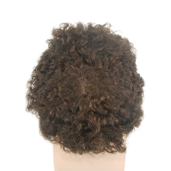 Q6 French Lace with PU Sides Stock Afro Curly Toupee2