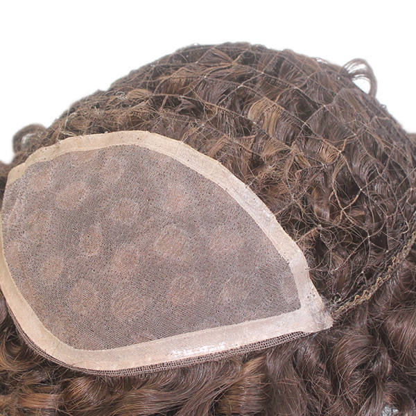 Q6 French Lace with PU Sides Stock Afro Curly Toupee For Black Men6